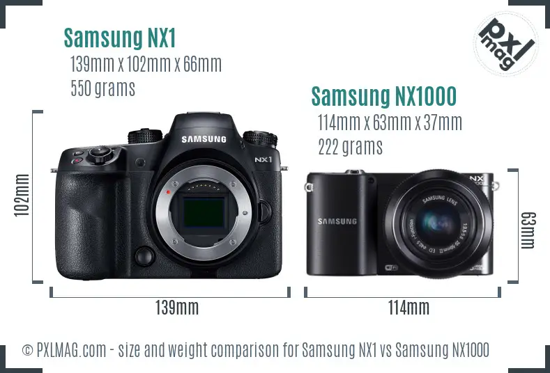 Samsung NX1 vs Samsung NX1000 size comparison