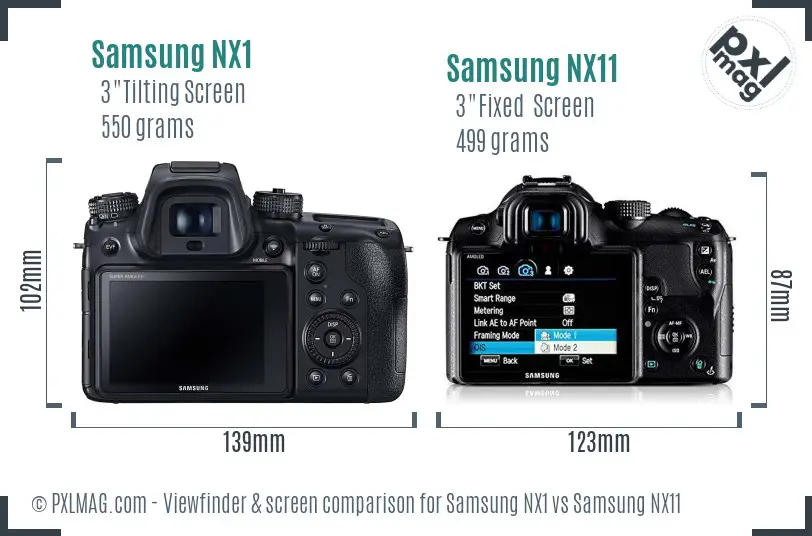 Samsung NX1 vs Samsung NX11 Screen and Viewfinder comparison