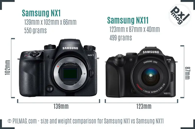 Samsung NX1 vs Samsung NX11 size comparison