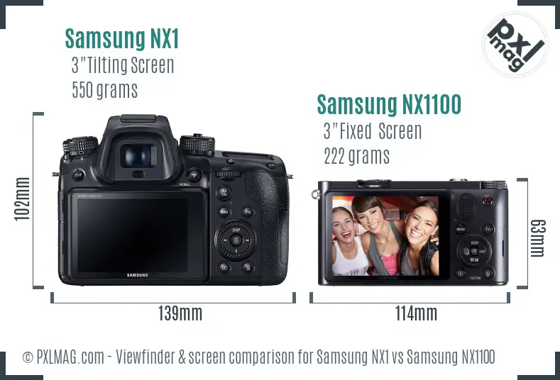 Samsung NX1 vs Samsung NX1100 Screen and Viewfinder comparison