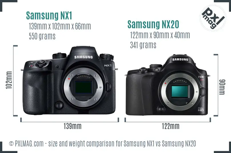 Samsung NX1 vs Samsung NX20 size comparison