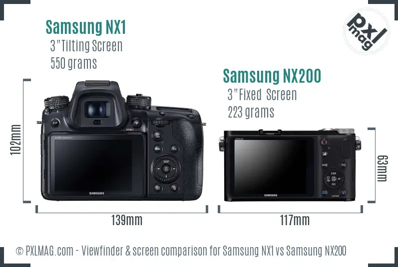 Samsung NX1 vs Samsung NX200 Screen and Viewfinder comparison