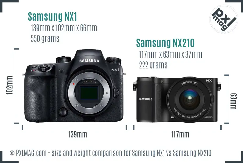 Samsung NX1 vs Samsung NX210 size comparison