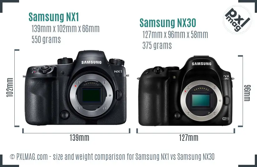 Samsung NX1 vs Samsung NX30 size comparison