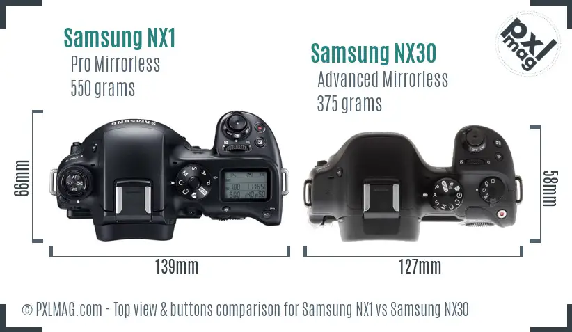 Samsung NX1 vs Samsung NX30 top view buttons comparison