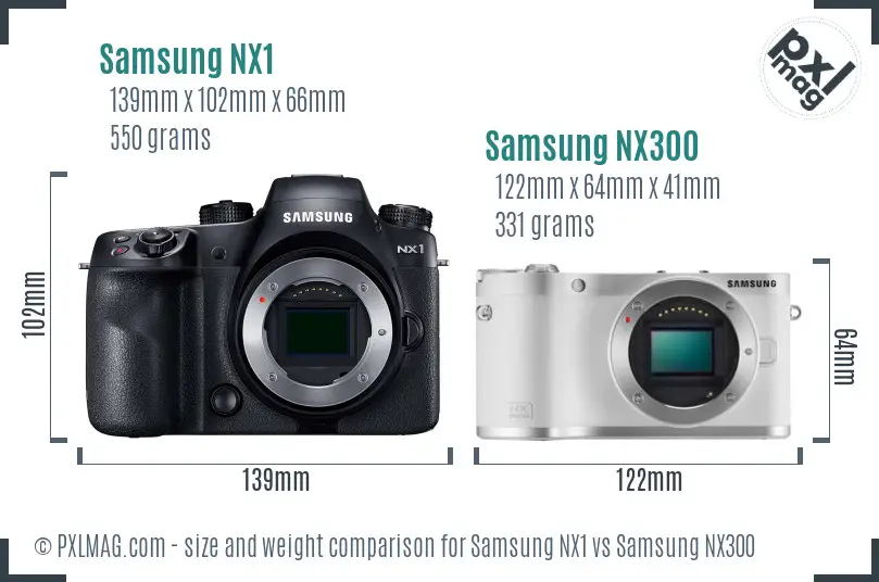 Samsung NX1 vs Samsung NX300 size comparison