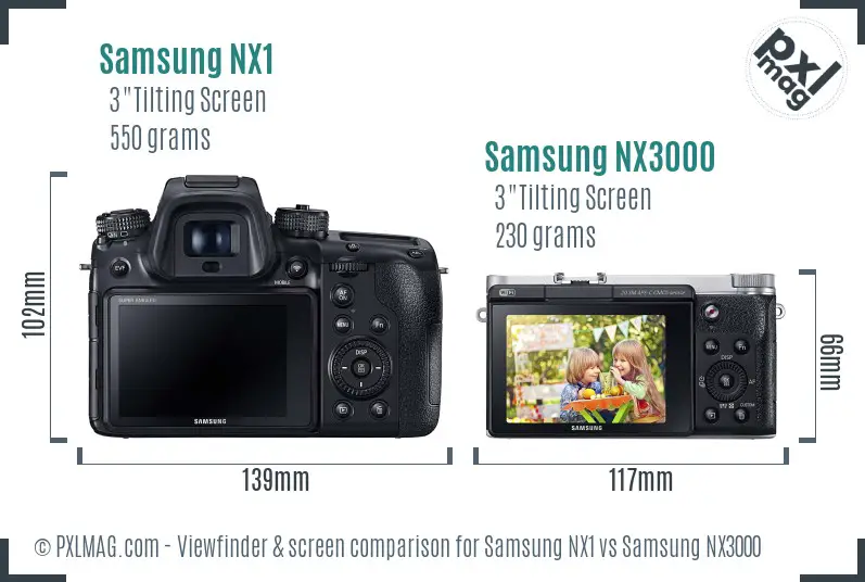Samsung NX1 vs Samsung NX3000 Screen and Viewfinder comparison