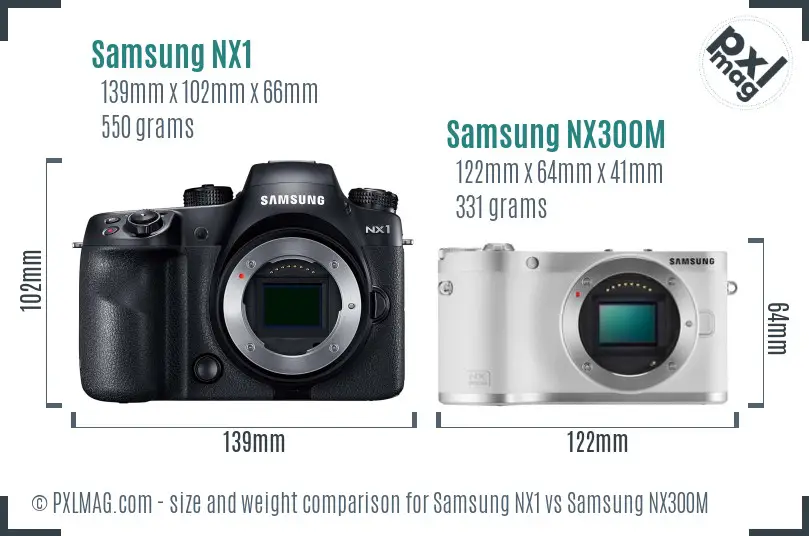 Samsung NX1 vs Samsung NX300M size comparison