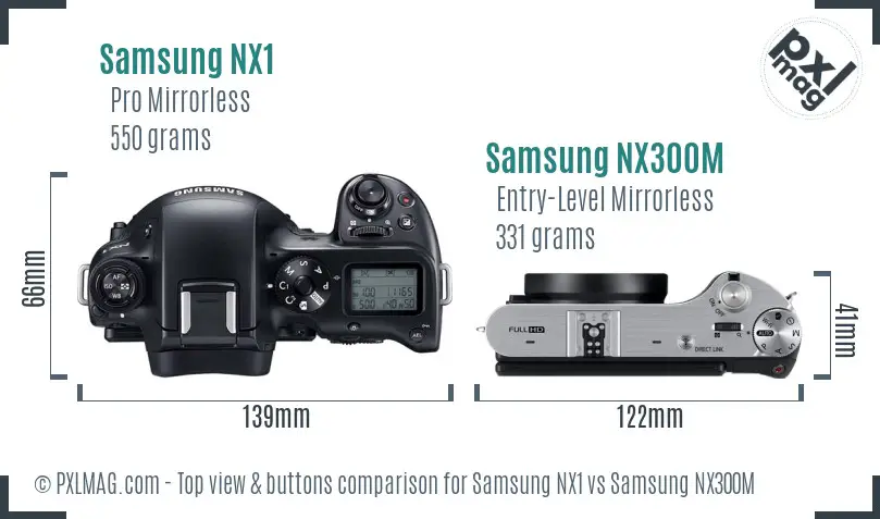 Samsung NX1 vs Samsung NX300M top view buttons comparison
