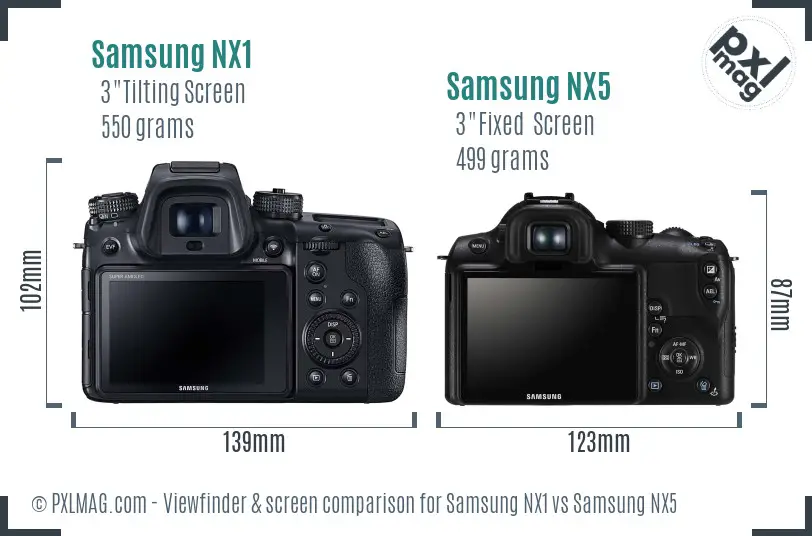 Samsung NX1 vs Samsung NX5 Screen and Viewfinder comparison
