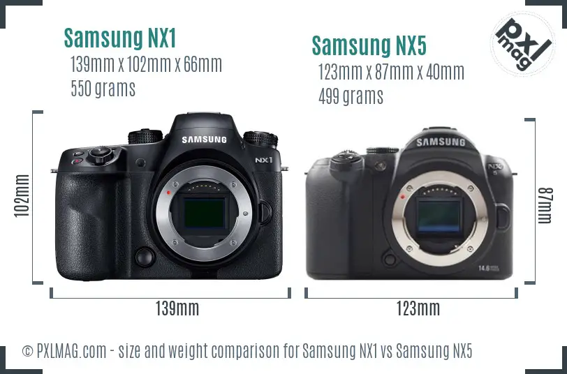 Samsung NX1 vs Samsung NX5 size comparison