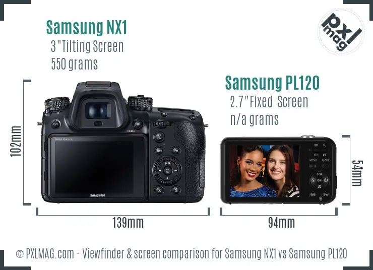 Samsung NX1 vs Samsung PL120 Screen and Viewfinder comparison