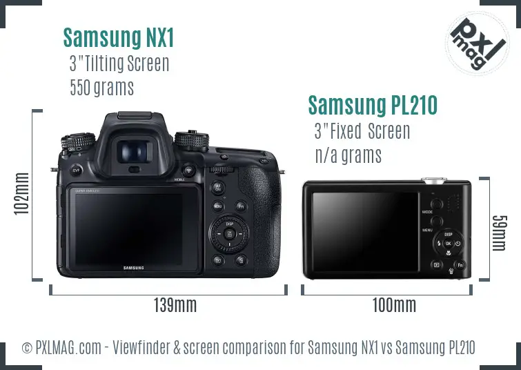 Samsung NX1 vs Samsung PL210 Screen and Viewfinder comparison