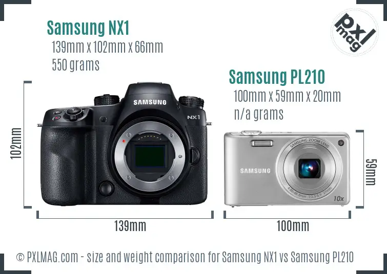 Samsung NX1 vs Samsung PL210 size comparison