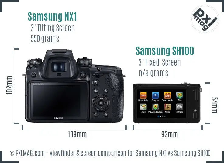 Samsung NX1 vs Samsung SH100 Screen and Viewfinder comparison