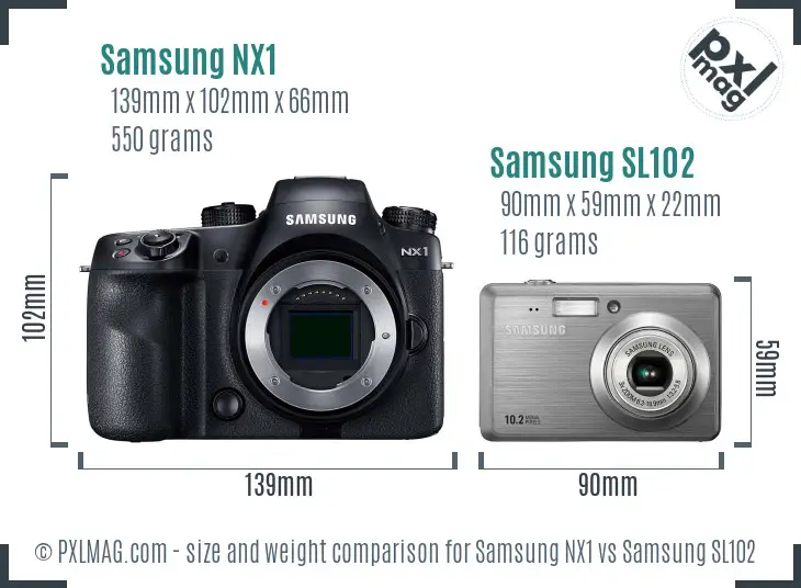 Samsung NX1 vs Samsung SL102 size comparison