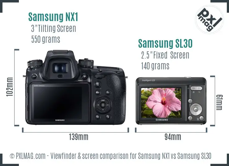 Samsung NX1 vs Samsung SL30 Screen and Viewfinder comparison