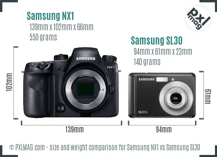 Samsung NX1 vs Samsung SL30 size comparison