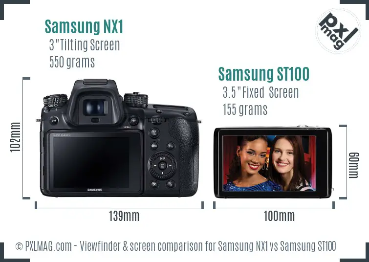 Samsung NX1 vs Samsung ST100 Screen and Viewfinder comparison