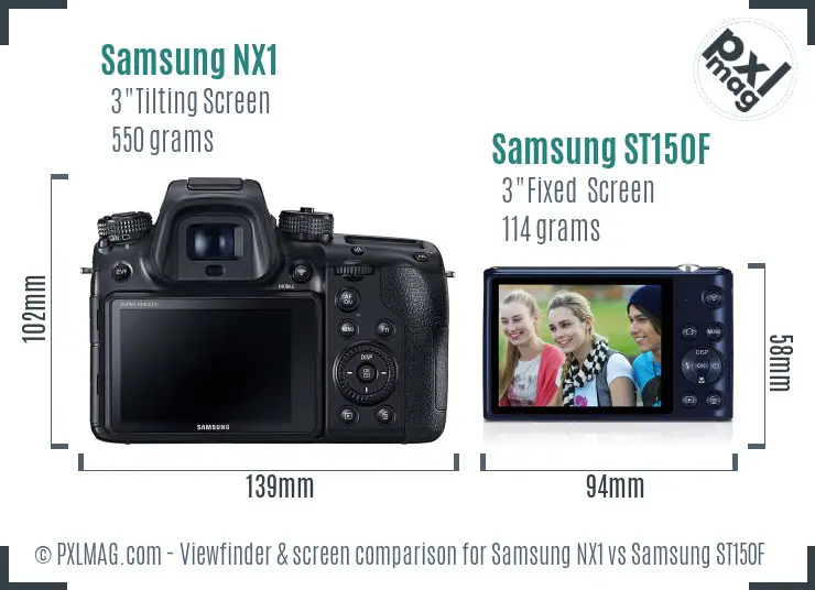 Samsung NX1 vs Samsung ST150F Screen and Viewfinder comparison