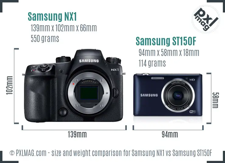 Samsung NX1 vs Samsung ST150F size comparison