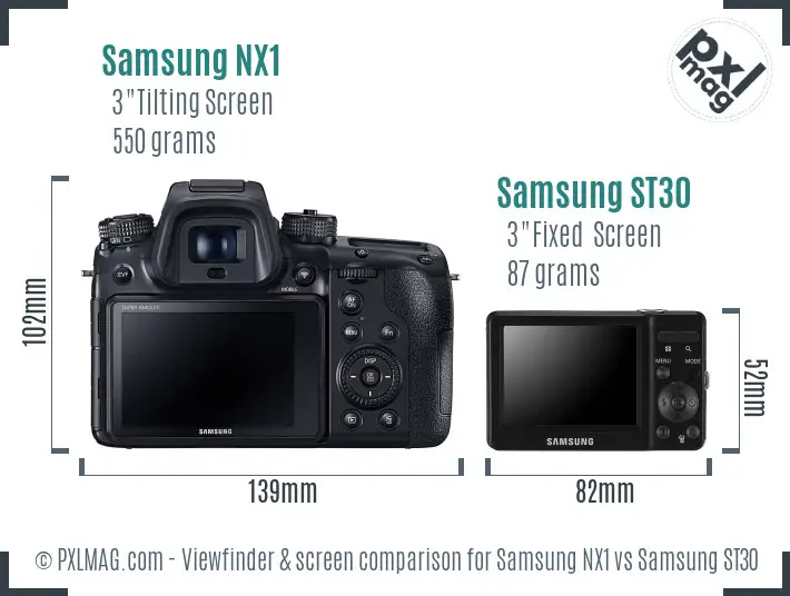 Samsung NX1 vs Samsung ST30 Screen and Viewfinder comparison