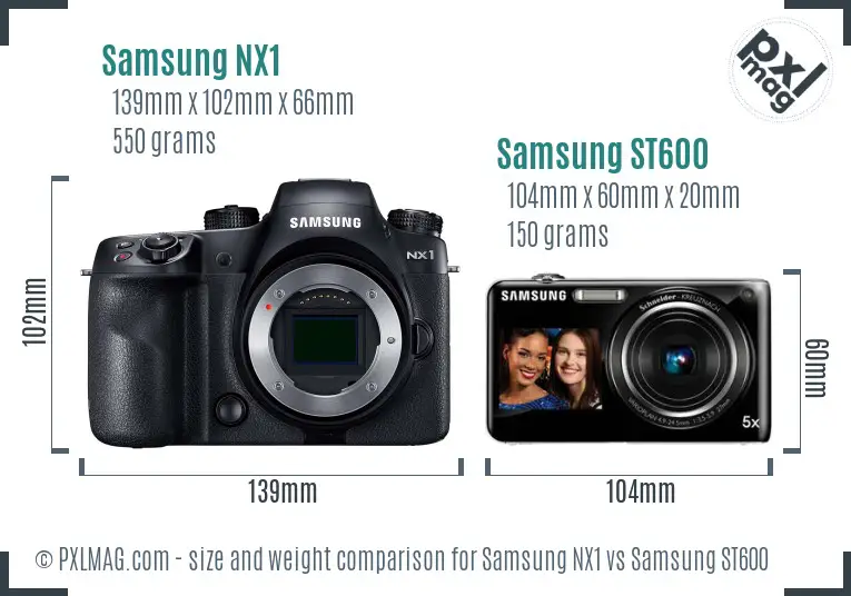 Samsung NX1 vs Samsung ST600 size comparison