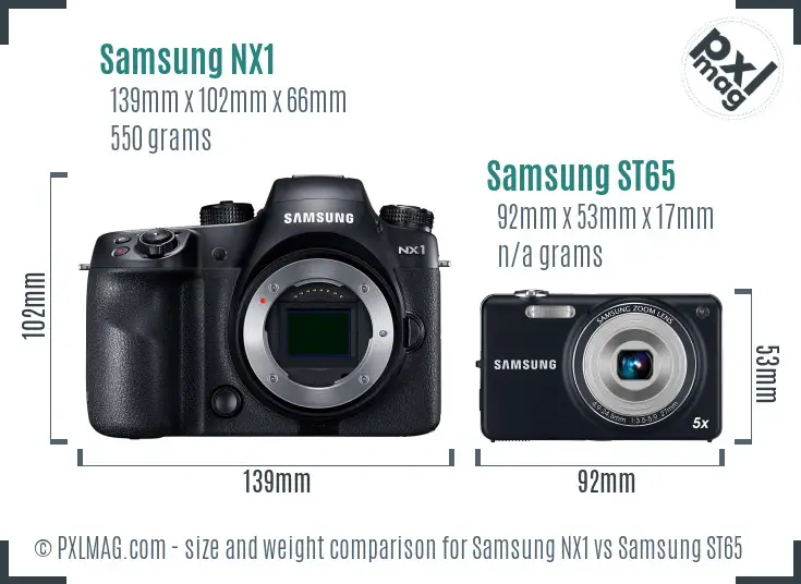 Samsung NX1 vs Samsung ST65 size comparison