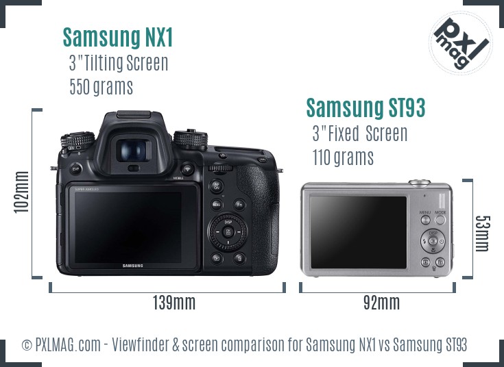 Samsung NX1 vs Samsung ST93 Screen and Viewfinder comparison