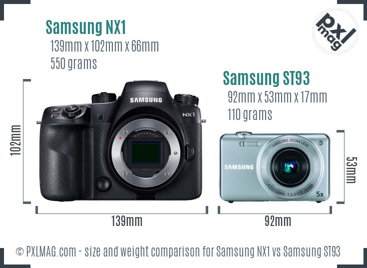 Samsung NX1 vs Samsung ST93 size comparison