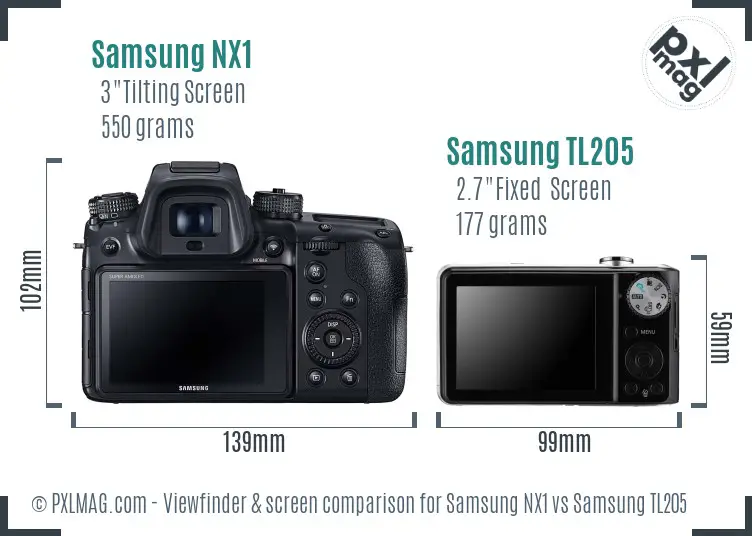 Samsung NX1 vs Samsung TL205 Screen and Viewfinder comparison