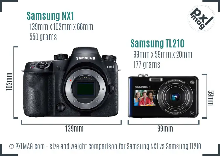 Samsung NX1 vs Samsung TL210 size comparison