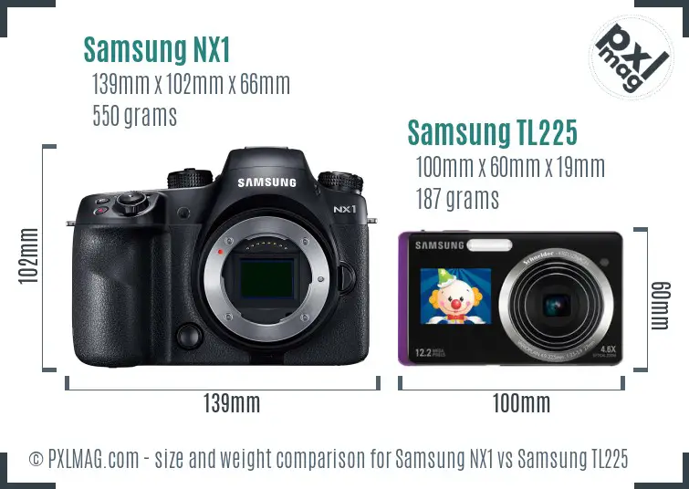 Samsung NX1 vs Samsung TL225 size comparison