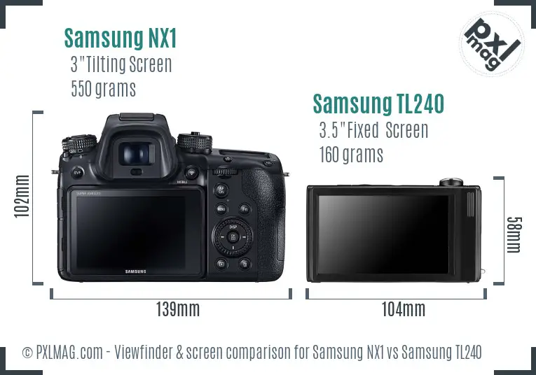 Samsung NX1 vs Samsung TL240 Screen and Viewfinder comparison