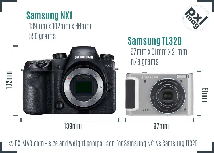 Samsung NX1 vs Samsung TL320 size comparison