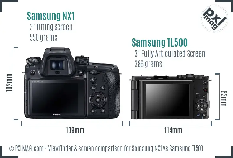 Samsung NX1 vs Samsung TL500 Screen and Viewfinder comparison