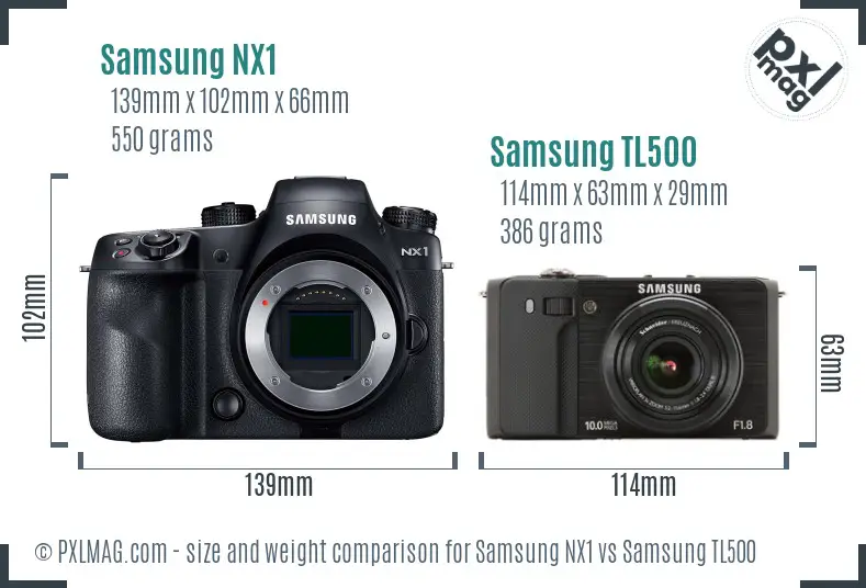Samsung NX1 vs Samsung TL500 size comparison