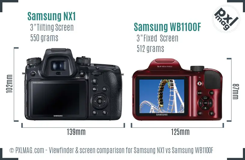 Samsung NX1 vs Samsung WB1100F Screen and Viewfinder comparison