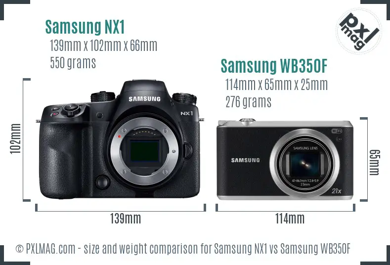 Samsung NX1 vs Samsung WB350F size comparison