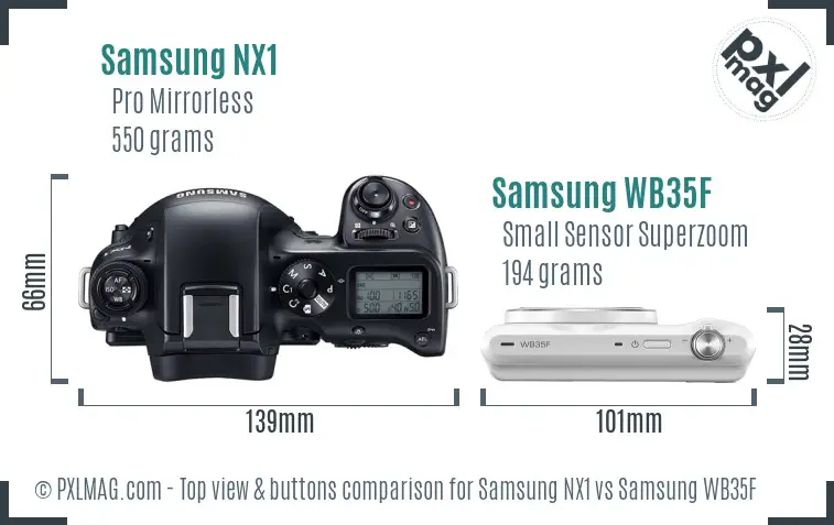 Samsung NX1 vs Samsung WB35F top view buttons comparison