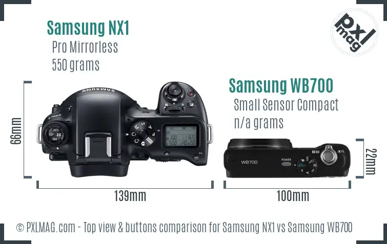 Samsung NX1 vs Samsung WB700 top view buttons comparison