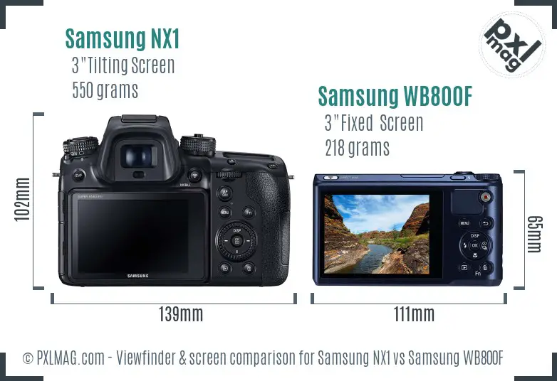 Samsung NX1 vs Samsung WB800F Screen and Viewfinder comparison