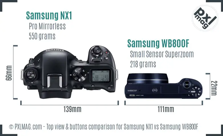 Samsung NX1 vs Samsung WB800F top view buttons comparison