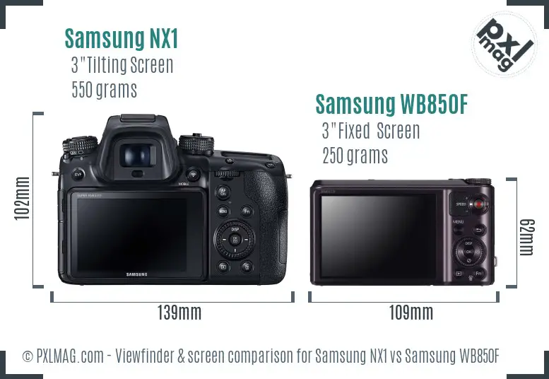 Samsung NX1 vs Samsung WB850F Screen and Viewfinder comparison