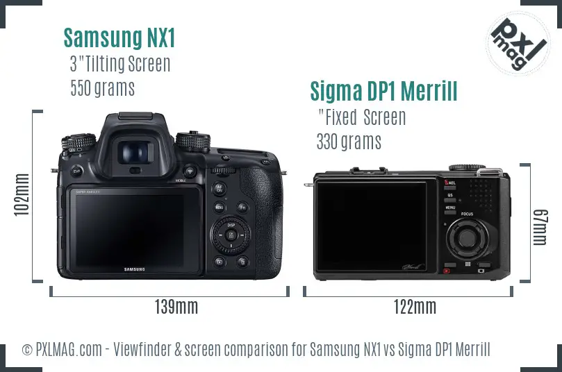 Samsung NX1 vs Sigma DP1 Merrill Screen and Viewfinder comparison