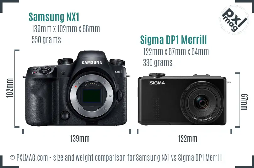 Samsung NX1 vs Sigma DP1 Merrill size comparison