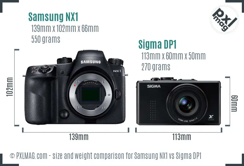 Samsung NX1 vs Sigma DP1 size comparison