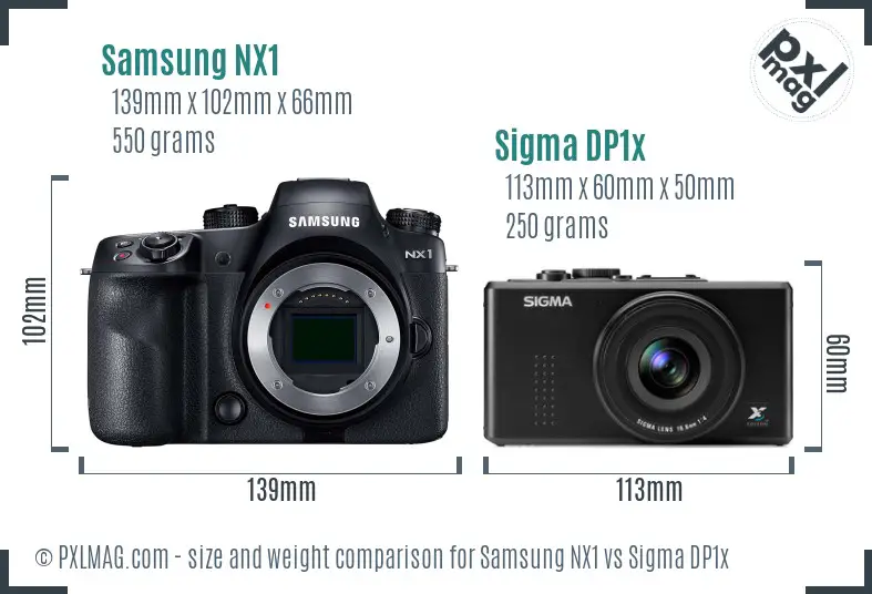 Samsung NX1 vs Sigma DP1x size comparison