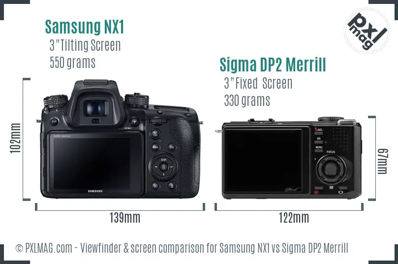 Samsung NX1 vs Sigma DP2 Merrill Screen and Viewfinder comparison