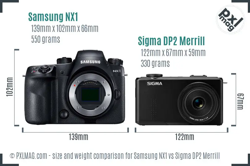 Samsung NX1 vs Sigma DP2 Merrill size comparison